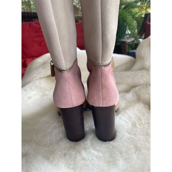 Katy Perry Evelyn Almond Suede Peep Mid-Calf Boot Sz 6.5 - Picture 4 of 11